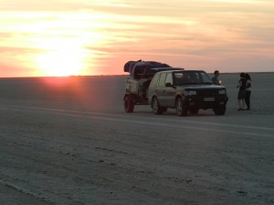 Range Rover on the Makgadikgadi Range Rover on the Makgadikgadi