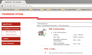 Router report showing 1.024kb/s connection.