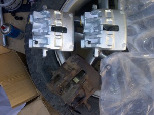 P38 new front brake calipers. Small problem. P38 new front brake calipers. Small problem.