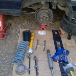 P38 with coil spring removed and bent spring compressors
