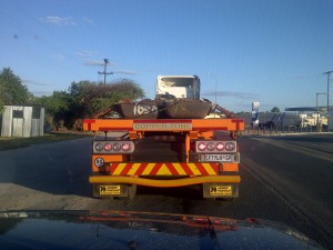 Copper ingots being brought down through Botswana from Zambia or DRC.
