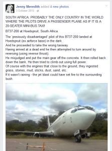 Hoedspruit 737-200 incident - Facebook casual racism