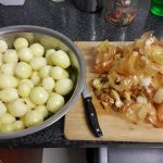 Naked onions ready for pickling.