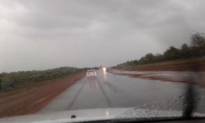 Heavy rain on the A10 outside Kanye