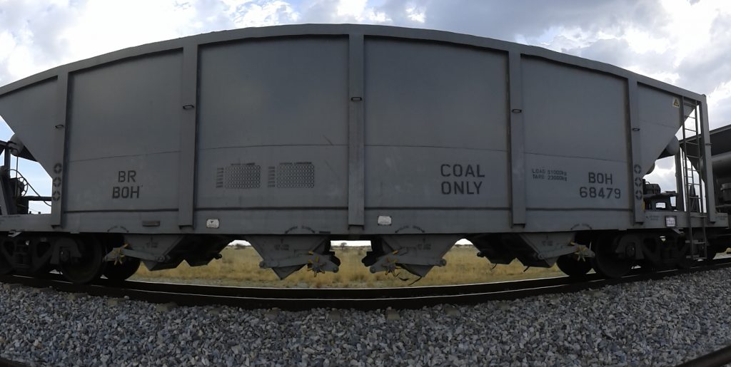 Botswana Railways' coal wagon panoramic view