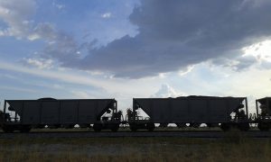 Botswana Railways' coal wagons at Botswana Ash, Sowa Pan